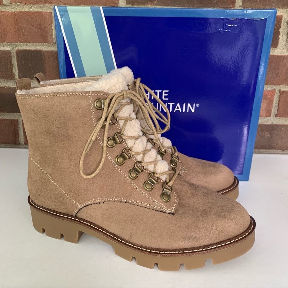 White Mountain Womens Great Tan Lace Up Combat Ankle Boots US 10 M NEW